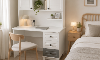 Minimo %100 MDF Stella Gri Beyaz Çocuk Çalışma Masası