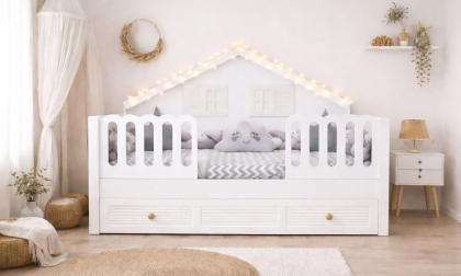 Minimo Panjur Beyaz Full MDF 90x190 Duvar Çatılı Yavrulu Karyola