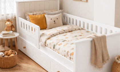 Minimo Panjur Beyaz Full MDF 90x190 Kapitoneli Yavrulu Karyola