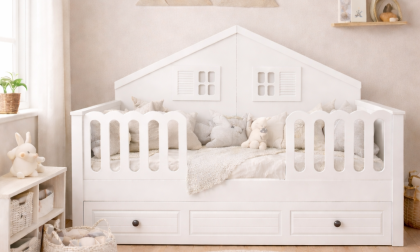 Minimo Stella Beyaz Full MDF 90x190 Duvar Çatılı Yavrulu Montessori Karyola
