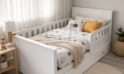 Minimo Stella Beyaz Full MDF 90x190 Kapitoneli Yavrulu Karyola