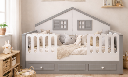 Minimo Stella Full MDF 90x190 Duvar Çatılı Yavrulu Montessori Karyola