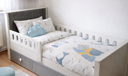 Minimo Stella Gri Full MDF 90x190 Kapitoneli Yavrulu Karyola
