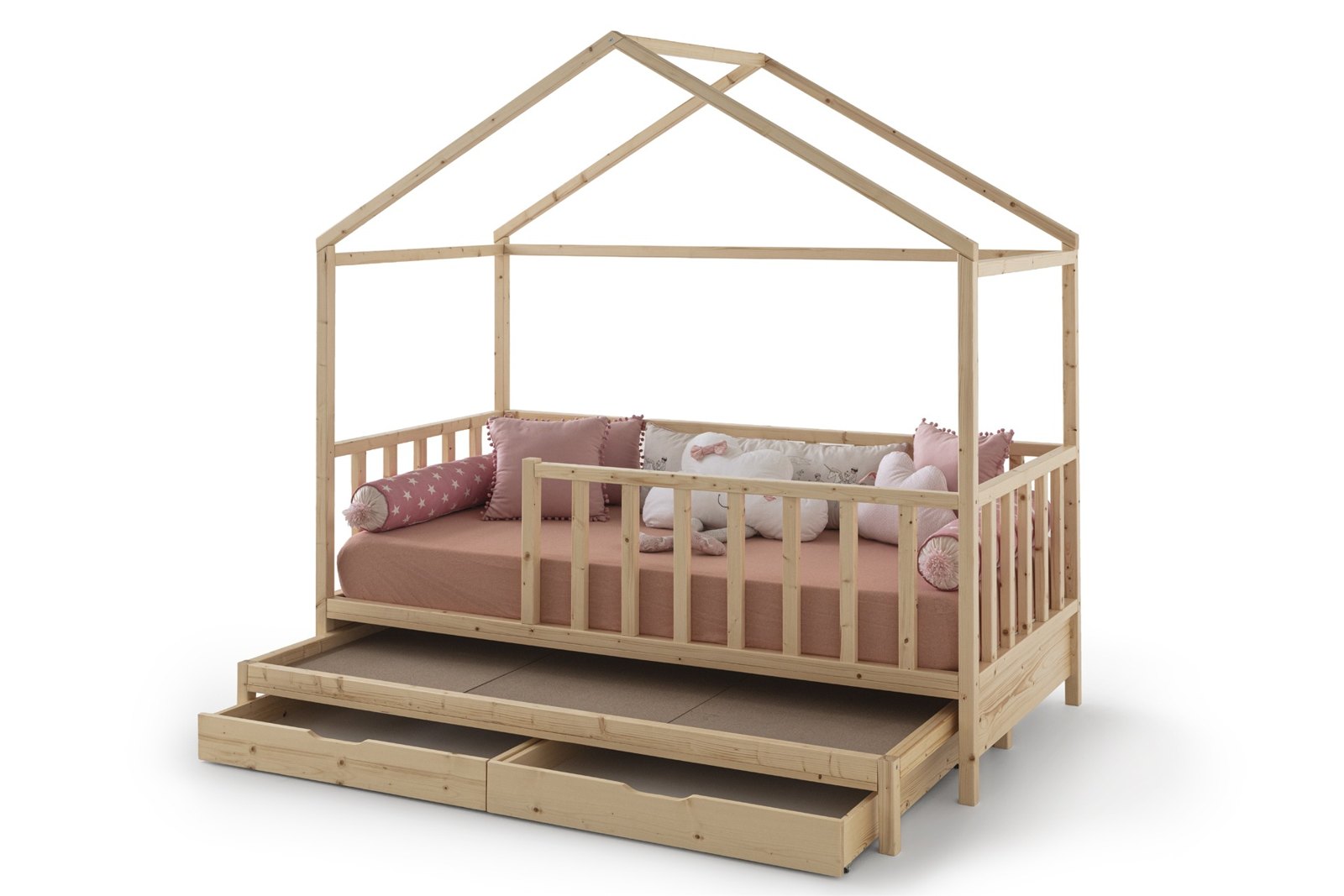 Minimo Yuva Çatılı Montessori Karyola - 2 Çekmece ve Yavru Yataklı - Görsel 5