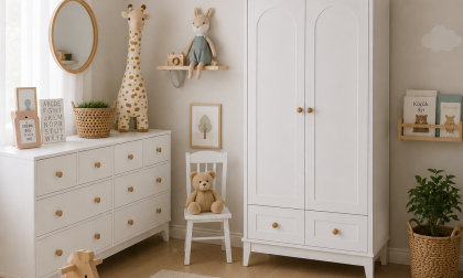 Minimo %100 MDF .Oslo 2 Kapılı Bebek&Çocuk Gardırop & Bonnie 8 Çekmeceli Şifonyer