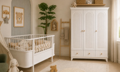 Minimo %100 MDF Bohem 3 Kapılı Gardırop & %100 MDF Bohem 80x130 ( 80x180) Sabit Büyüyen Beşik
