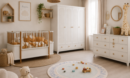 Minimo %100 MDF Bohem Ahşap Beyaz Bebek Odası Takımı 4 Kapılı Dolap & Bonnie Şifonyer & 80x130 Büyüyen Beşik
