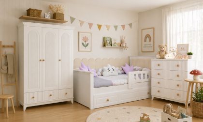 Minimo %100 MDF Bohem Beyaz Maxi Bebek&Çocuk Odası Takımı