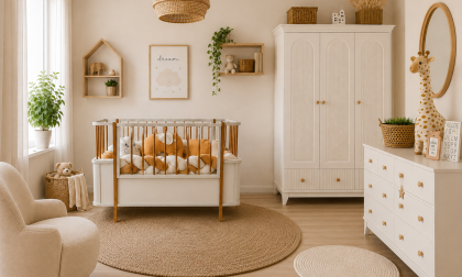Minimo %100 MDF Bohem Maxi Ahşap Beyaz Bebek Odası Takımı 3 Kapılı Dolap & Bonnie Şifonyer & Büyüyen Beşik