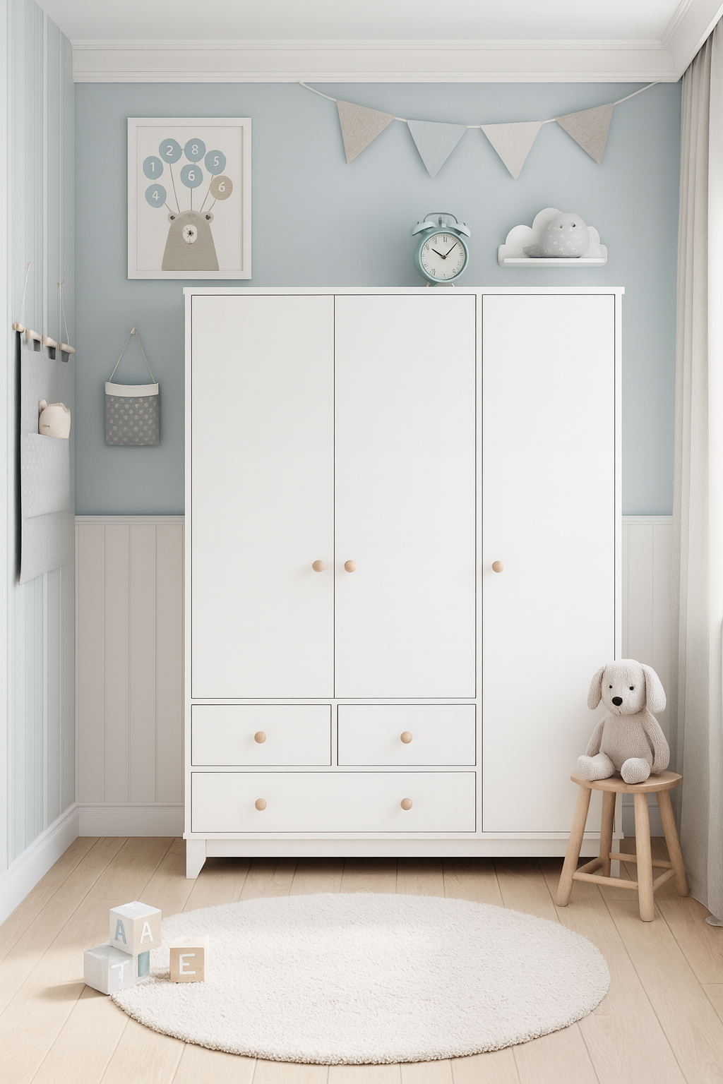 Minimo %100 MDF Bonnie 3 Kapılı Bebek & Çocuk Gardırop