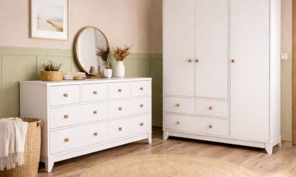 Minimo %100 MDF Bonnie 3 Kapılı Dolap & 8 Çekmeceli Şifonyer