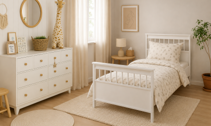 Minimo %100 MDF Bonnie 8 Çekmeceli Bebek&Çocuk Şifonyer & %100 MDF Bonnie 90x190 Yavrusuz Montessori Karyola