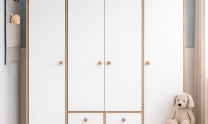 Minimo %100 MDF Bonnie Ahşap Beyaz 4 Kapılı Bebek & Çocuk Gardırop