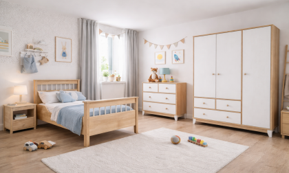 Minimo %100 MDF Bonnie Ahşap Beyaz Bebek&Çocuk Odası ( 3 Kapılı Dolap & 4 Çekmeceli Şifonyer & 90x190 Yavrusuz Karyola)