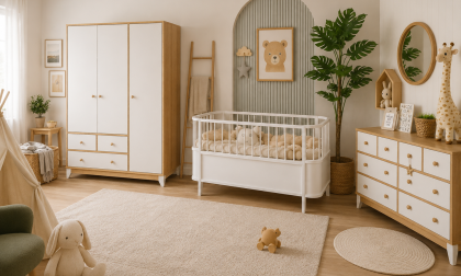 Minimo %100 MDF Bonnie Ahşap Beyaz Maxi ( Large ) Bebek Odası Takımı ( 3 Kapılı Dolap & 8 Çekmeceli Şifonyer & 80x130 ( 80x180 ) Büyüyen Beşik