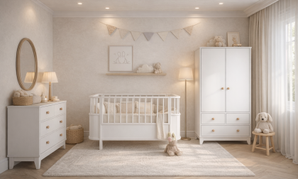 Minimo %100 MDF Bonnie Beşik Mini Takım ( 2 Kapılı Dolap & 4 Çekmeceli Şifonyer & 80x130 Büyüyen Beşik )