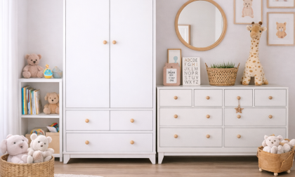 Minimo %100 MDF Bonnie Beyaz 2 Kapılı Dolap & Bonnie 8 Çekmeceli Şifonyer