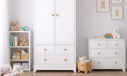 Minimo %100 MDF Bonnie Beyaz 2 Kapılı Gardırop & Bonnie Beyaz 4 Çekmeceli Şifonyer