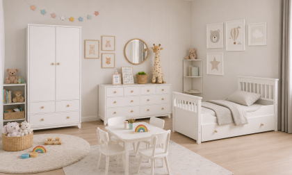 Minimo %100 MDF Bonnie Maxi Bebek Odası ( 2 Kapılı Dolap & 8 Çekmeceli Şifonyer & 90x190 Yavrulu Karyola)