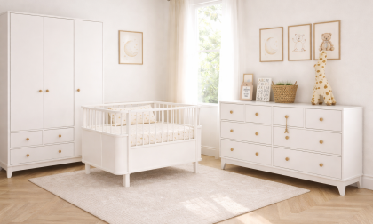 Minimo %100 MDF Bonnie Maxi ( Large ) Bebek Odası Takımı ( 3 Kapılı Dolap & 8 Çekmeceli Şifonyer & 80x130 ( 80x180 ) Büyüyen Beşik
