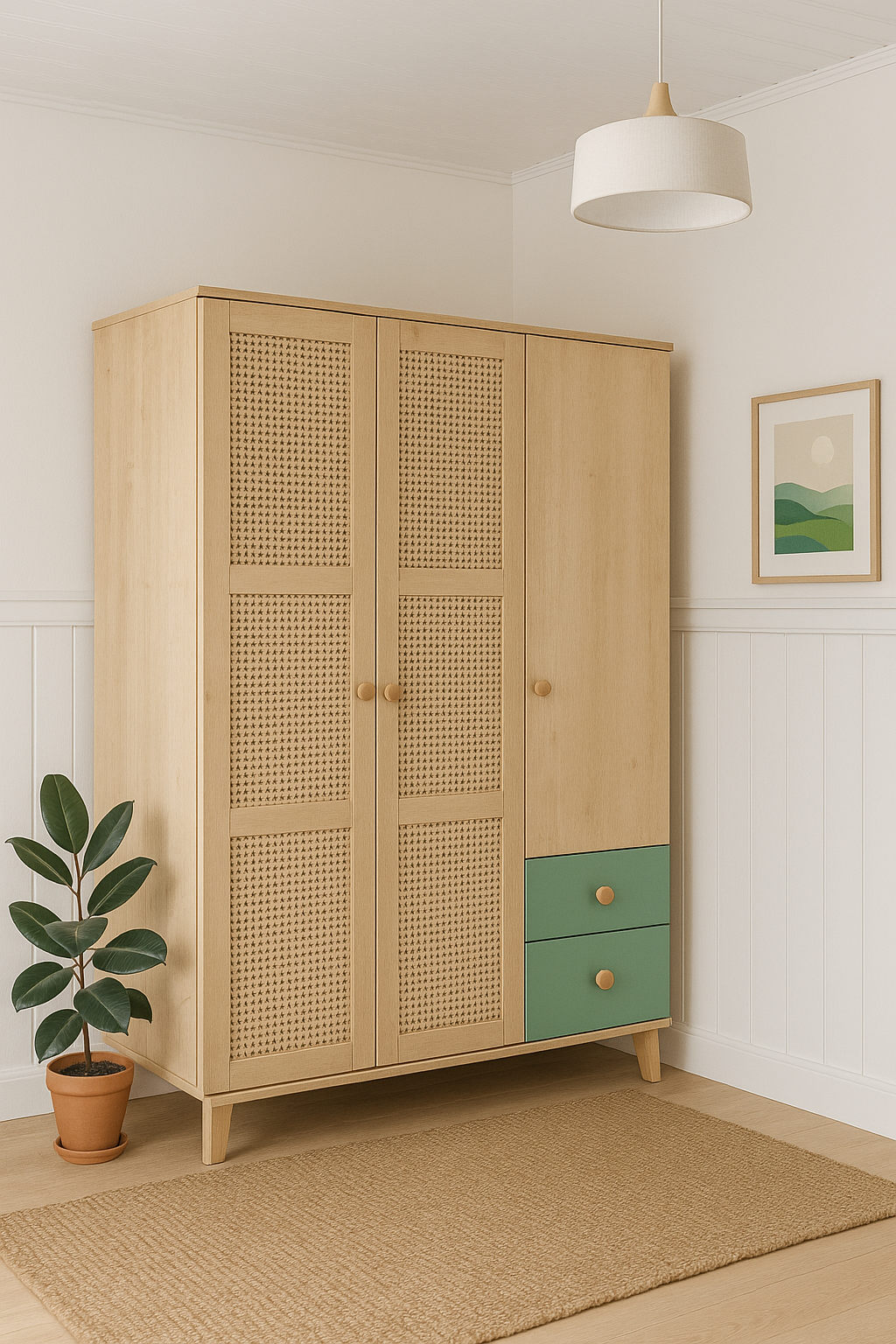 Minimo %100 MDF Greenwwod 3 Kapılı Bebek & Çocuk Gardırop