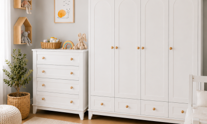 Minimo %100 MDF Oslo Düz Desen 4 Kapılı Bebek&Çocuk Gardırop & Oslo Düz Desen Bebek&Çocuk Şifonyer