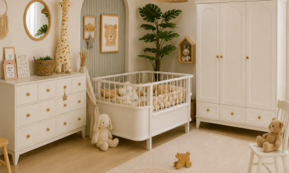 Minimo %100 MDF Oslo Düz Kapak Bebek Odası Takımı (3 Kapılı Dolap & Bonnie Şifonyer & 80x130 Büyüyen Beşik)