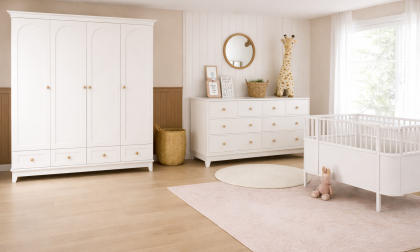 Minimo %100 MDF Oslo Mega Bebek Odası Takımı ( 4 Kapılı Dolap & Bonnie Şifonyer & Büyüyen Beşik )