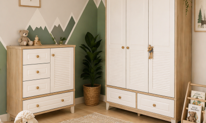 Minimo %100 MDF Panjur Ahşap Beyaz 3 Kapılı Dolap & Şifonyer