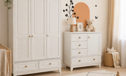 Minimo %100 MDF Panjur Beyaz 3 Kapılı Dolap & Şifonyer