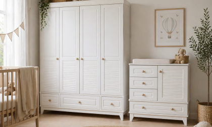 Minimo %100 MDF Panjur Beyaz 4 Kapılı Dolap & Şifonyer