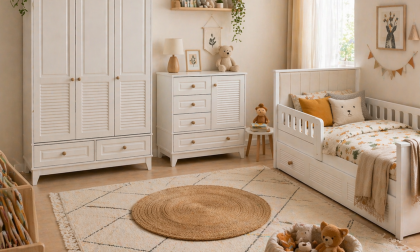 Minimo %100 MDF Panjur Beyaz Kapitone Karyola Maxi Bebek Odası Takımı