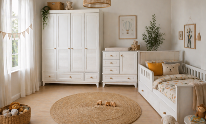 Minimo %100 MDF Panjur Beyaz Kapitoneli Karyola Mega Bebek Odası Takımı