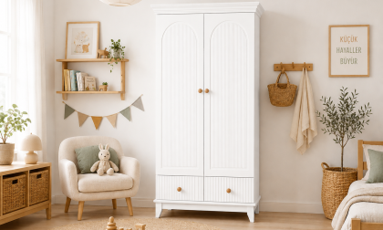 Minimo % 100 MDF Soho Beyaz 2 Kapılı Bebek & Çocuk Gardırop