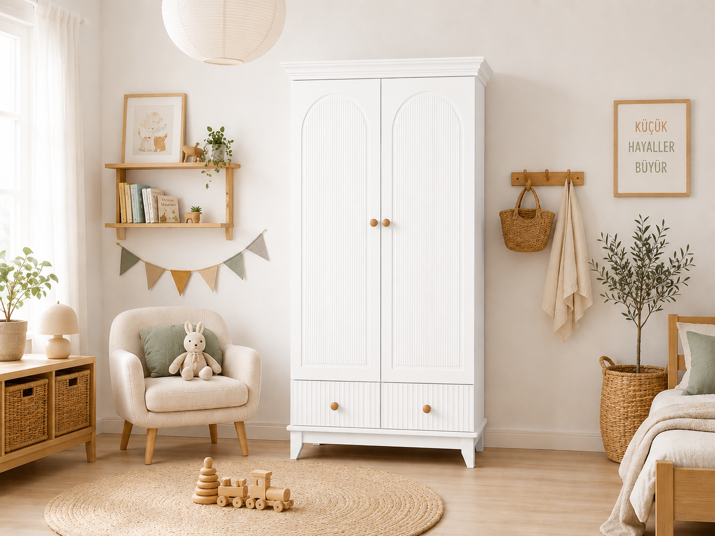 Minimo % 100 MDF Soho Beyaz 2 Kapılı Bebek & Çocuk Gardırop
