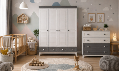 Minimo %100 MDF Stella Gri 4 Kapılı Dolap & Stella Gri 4 Çekmeceli Şİfonyer