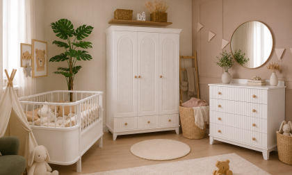 Minimo Bohem %100 MDF Büyüyen Maxi Bebek Odası Takımı ( 3 Kapılı Dolap & Şifonyer & 80x130 Büyüyen Beşik )