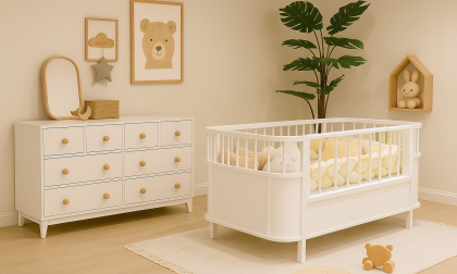 Minimo Bonnie %100 MDF 8 Çekmeceli Şİfonyer & Bohem 80x130 ( 80x180 ) Büyüyen Beşik Karyola