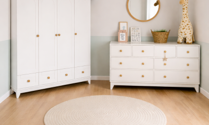 Minimo Oslo %100 MDF Düz Desen 4 Kapılı Bebek & Çocuk Gardırop & %100 MDF Bonnie Bebek & Çocuk Şifonyer