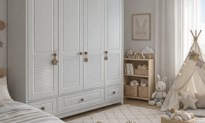 Minimo Panjur Beyaz Full MDF 4 Kapılı Bebek & Çocuk Gardırop
