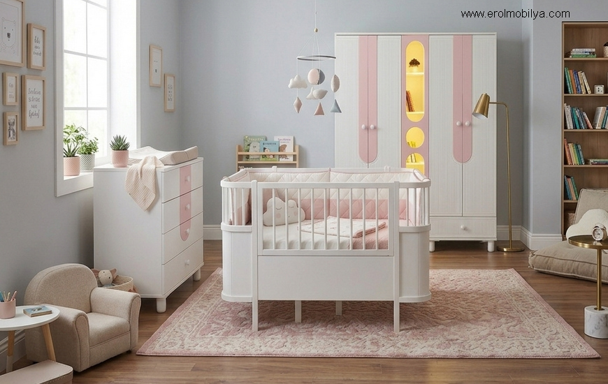 Minimo Romantik Mdf Bebek Odası Takımı