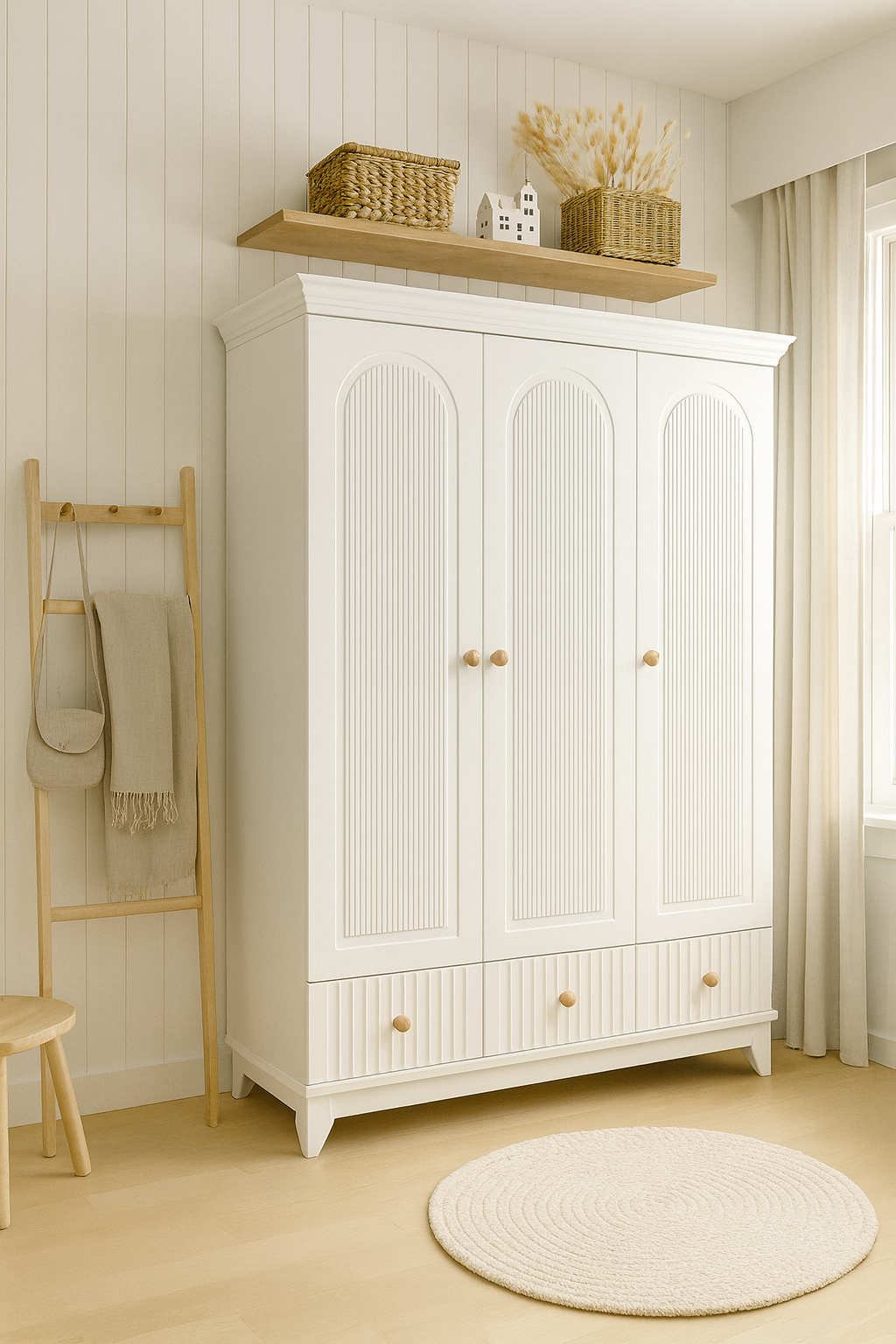 Minimo Soho Beyaz Full MDF 3 Kapılı Bebek & Çocuk Gardırop