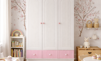 Minimo Soho Pembe Full MDF 3 Kapılı Bebek & Çocuk Gardırop