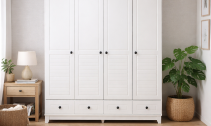 Minimo Stella Beyaz Full MDF 4 Kapılı Bebek & Çocuk Gardırop
